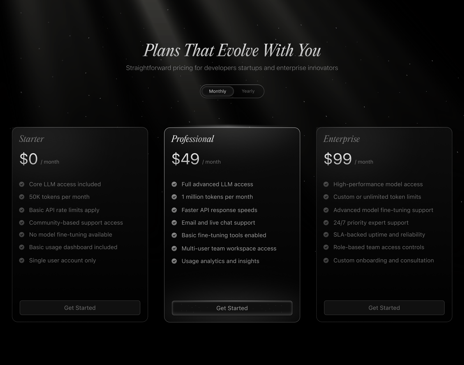 Minimal and clean pricing section with modern UI.