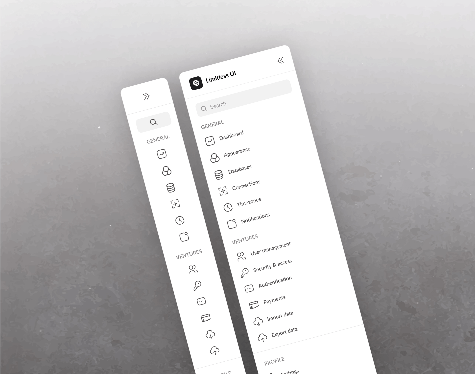 Modern responsive sidebar navigation design with dark and light theme and intuitive user interface elements
