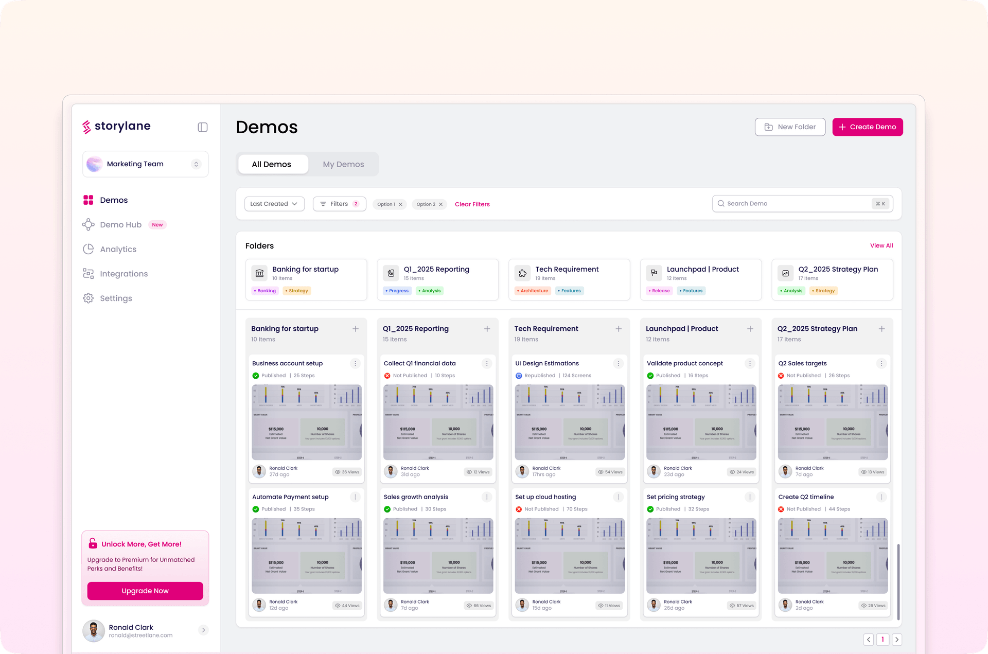 Cover image for modern Storylane project dashboard with enhanced UI